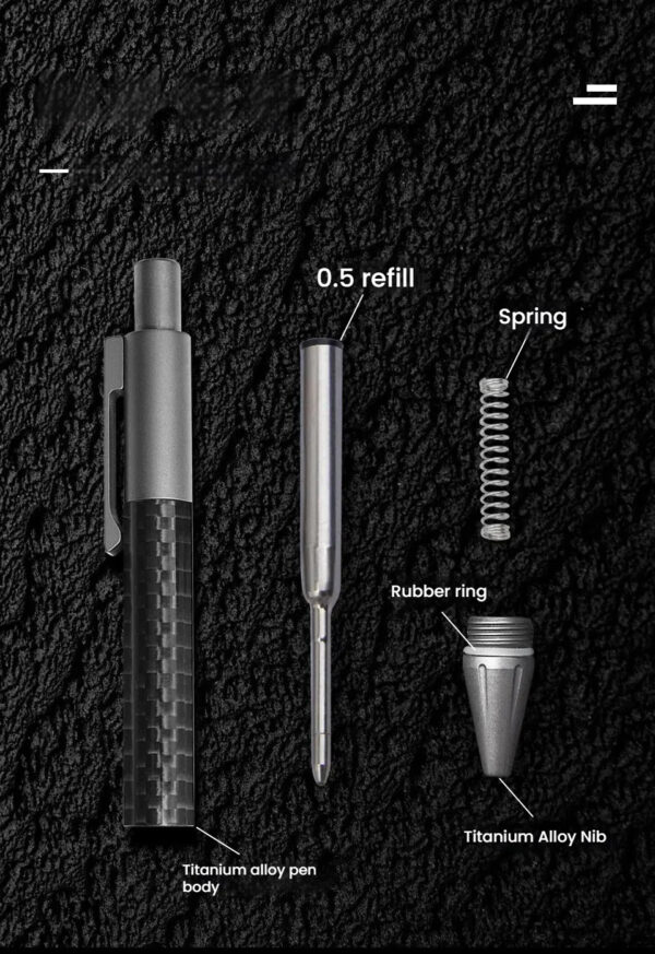 Artismech Ultra Light Mini Carbon Fiber Titanium Tactical Pen - Image 3